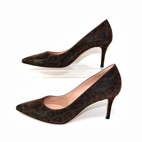 Gianvito Rossi 38 Worn Once Exopard Leopard Metallic Shimmer Heels - Picture 7 of 16